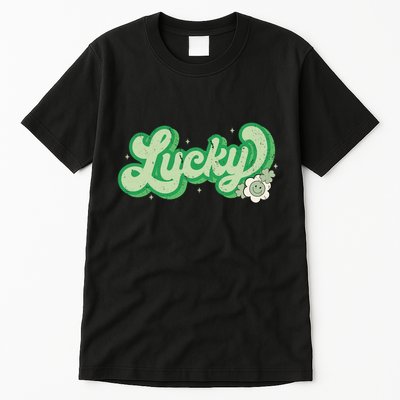 Retro Lucky St Patricks Day Irish Clover Tall T-Shirt