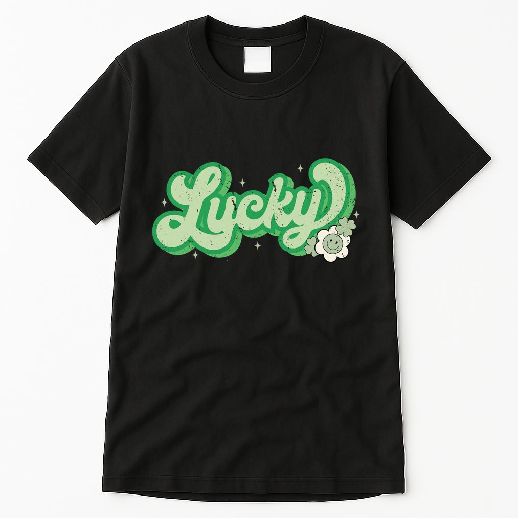 Retro Lucky St Patricks Day Irish Clover Tall T-Shirt