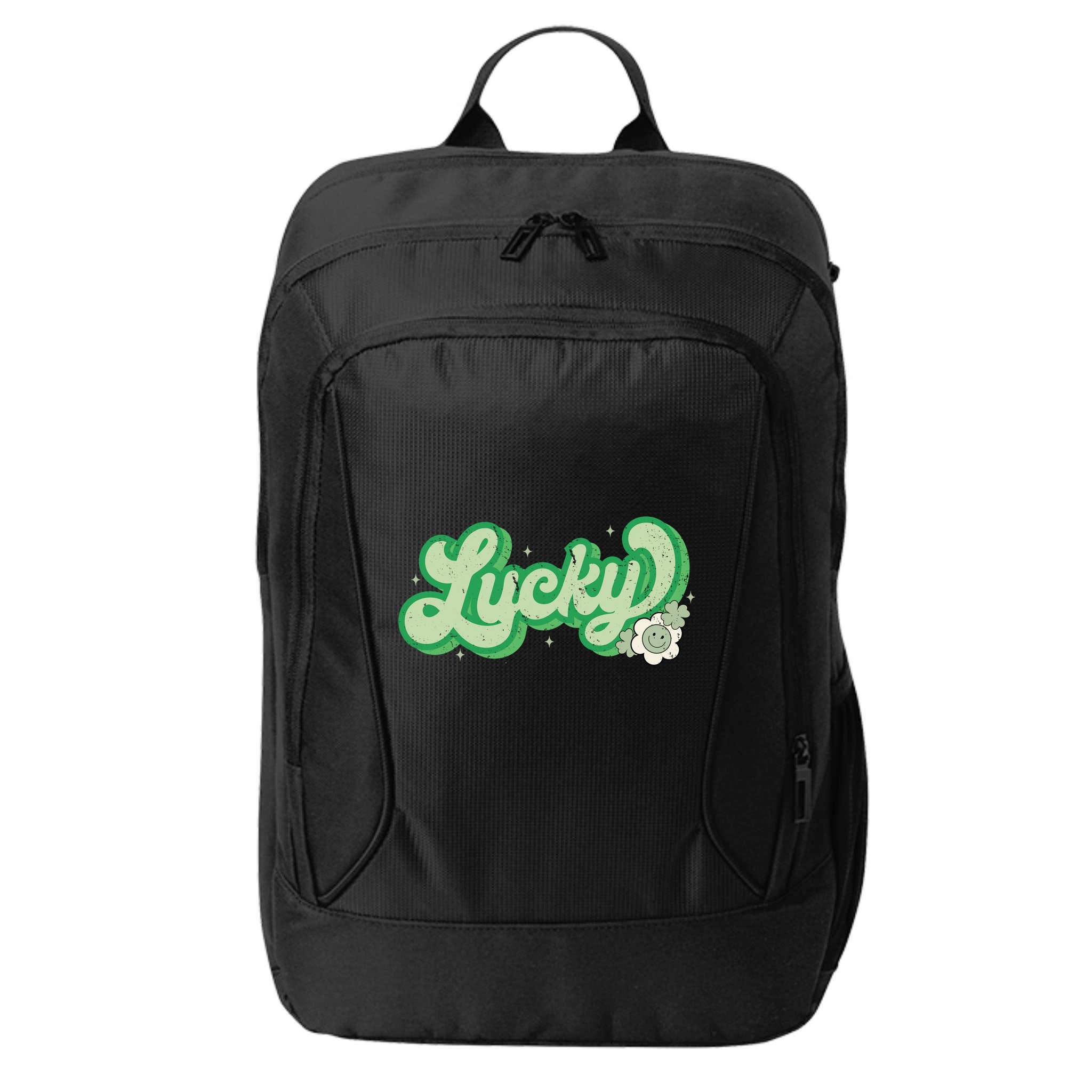 Retro Lucky St Patricks Day Irish Clover City Backpack