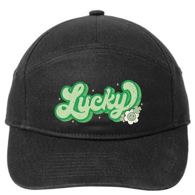 Retro Lucky St Patricks Day Irish Clover 7-Panel Snapback Hat