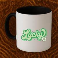 Retro Lucky St Patricks Day Irish Clover Mug