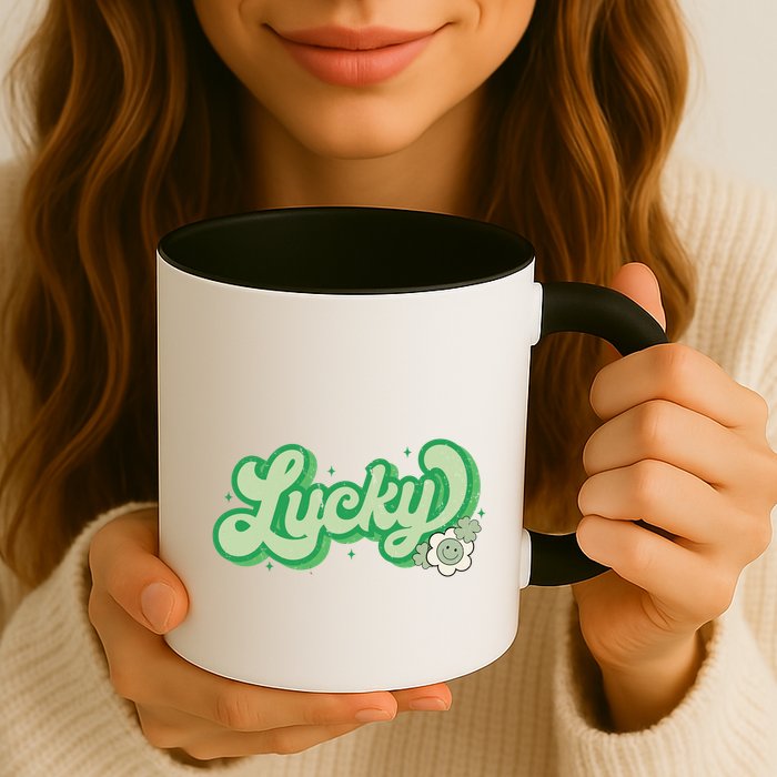 Retro Lucky St Patricks Day Irish Clover Mug