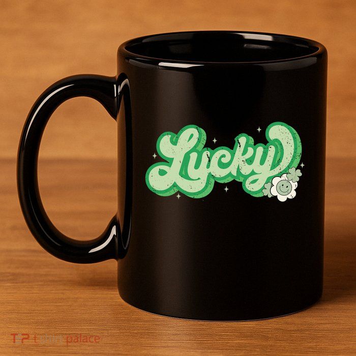 Retro Lucky St Patricks Day Irish Clover 11oz C Handle Ceramic Mug