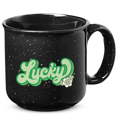 Retro Lucky St Patricks Day Irish Clover 15oz Campfire Ceramic Mug