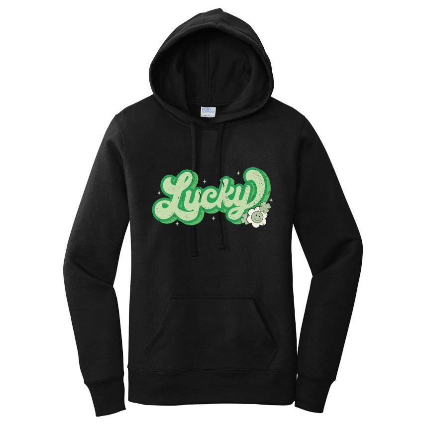 Retro Lucky St Patricks Day Irish Clover Women's Pullover Hoodie