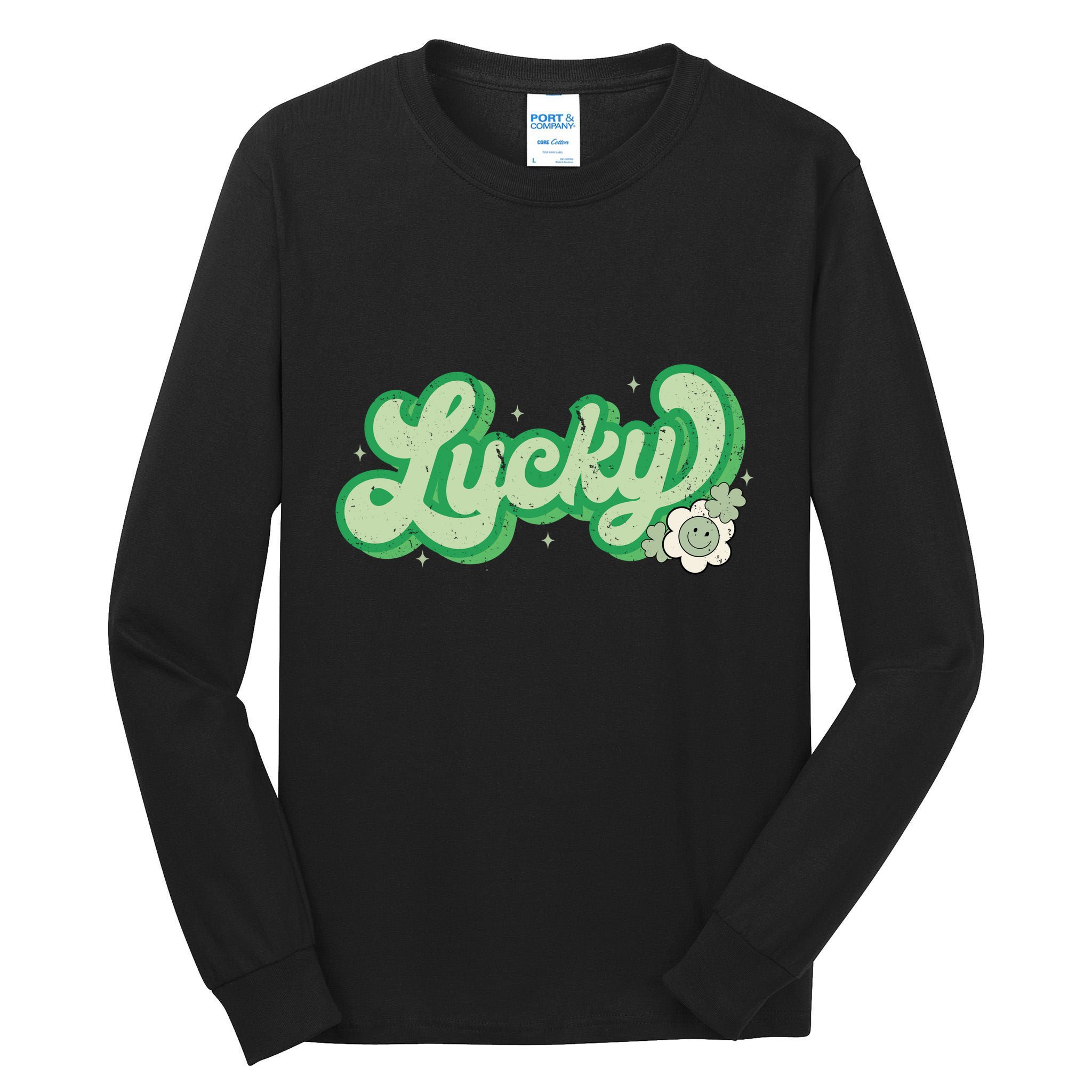 Retro Lucky St Patricks Day Irish Clover Tall Long Sleeve T-Shirt
