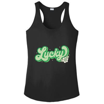 Retro Lucky St Patricks Day Irish Clover Ladies PosiCharge Competitor Racerback Tank