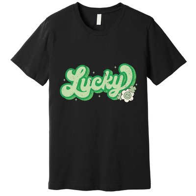 Retro Lucky St Patricks Day Irish Clover Premium T-Shirt
