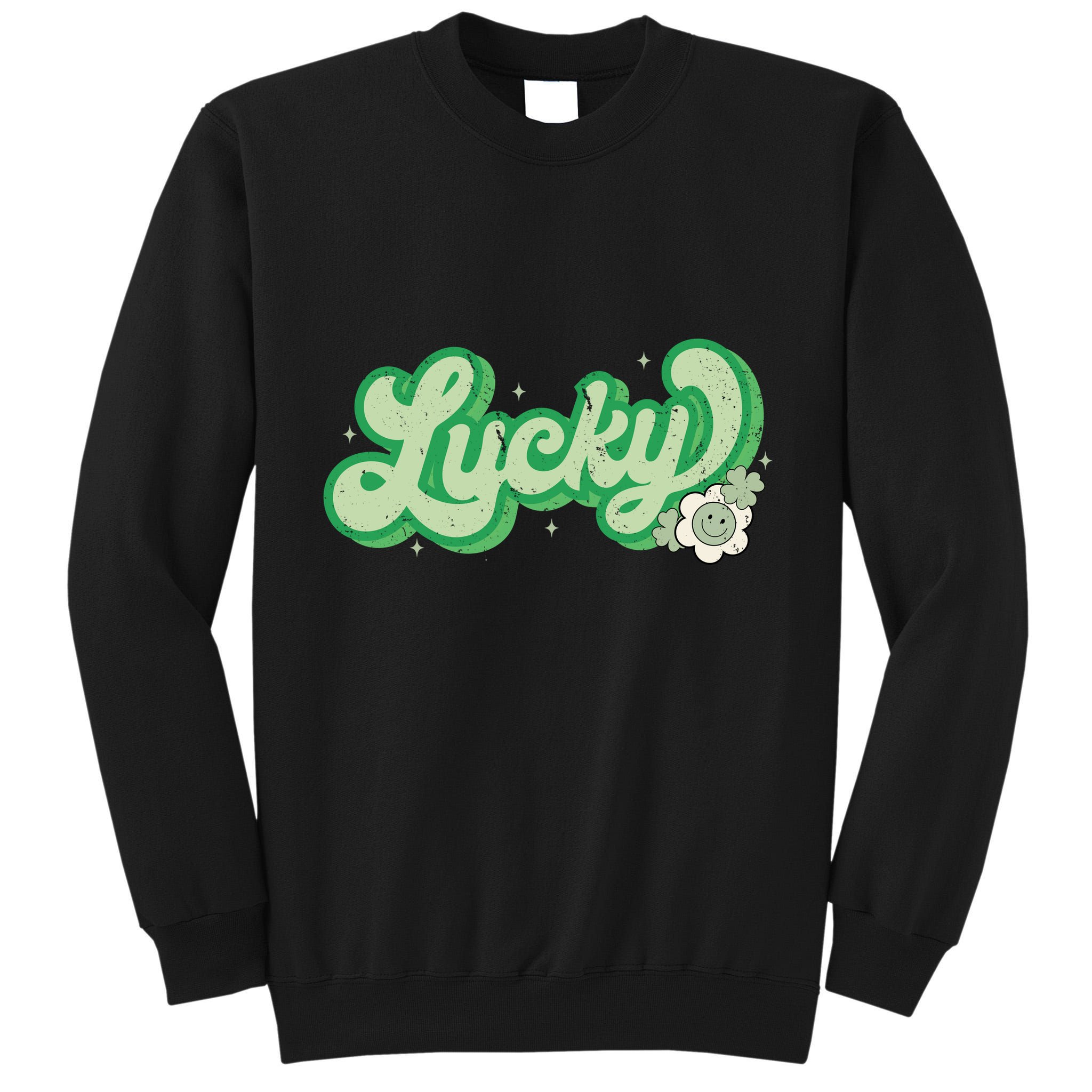 Retro Lucky St Patricks Day Irish Clover Tall Sweatshirt