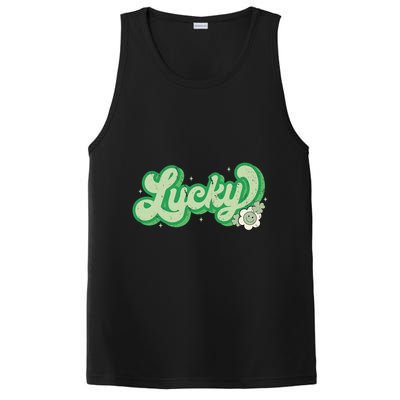 Retro Lucky St Patricks Day Irish Clover PosiCharge Competitor Tank