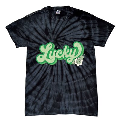 Retro Lucky St Patricks Day Irish Clover Tie-Dye T-Shirt