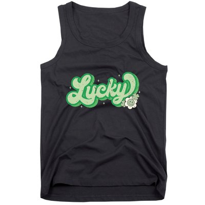 Retro Lucky St Patricks Day Irish Clover Tank Top