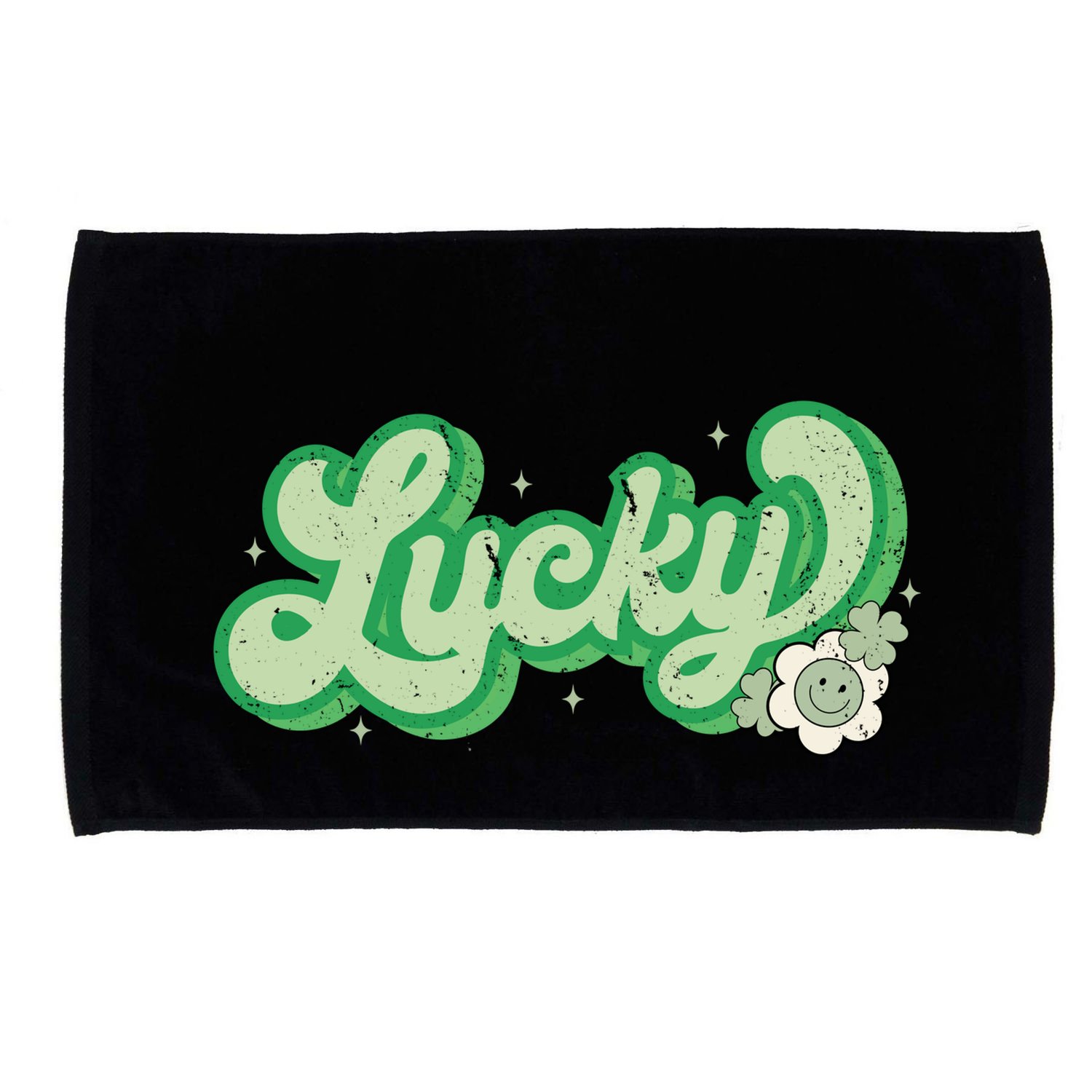 Retro Lucky St Patricks Day Irish Clover Microfiber Hand Towel
