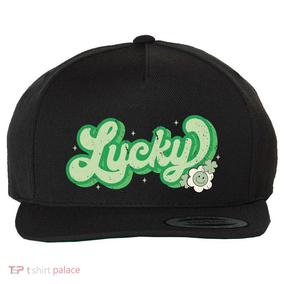 Retro Lucky St Patricks Day Irish Clover Wool Snapback Cap