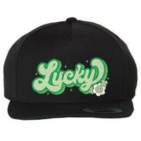 Retro Lucky St Patricks Day Irish Clover Wool Snapback Cap