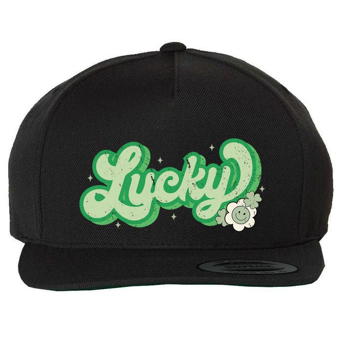 Retro Lucky St Patricks Day Irish Clover Wool Snapback Cap