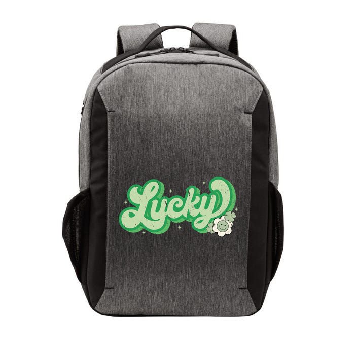 Retro Lucky St Patricks Day Irish Clover Vector Backpack