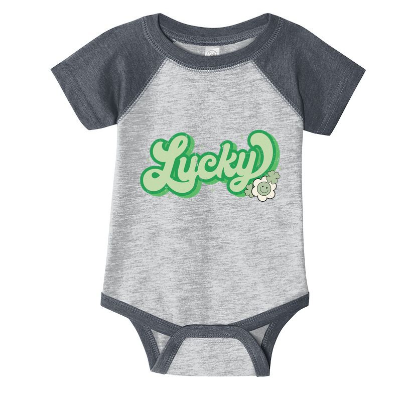 Retro Lucky St Patricks Day Irish Clover Infant Baby Jersey Bodysuit