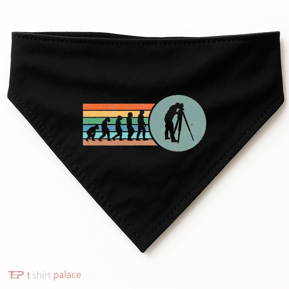 Retro Land Surveying Human Evolution Engineer Land Surveyor USA-Made Doggie Bandana