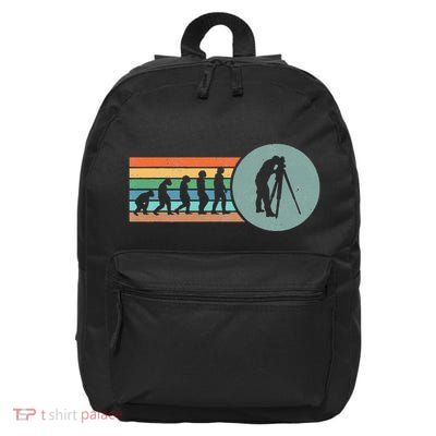 Retro Land Surveying Human Evolution Engineer Land Surveyor 16 in Basic Backpack