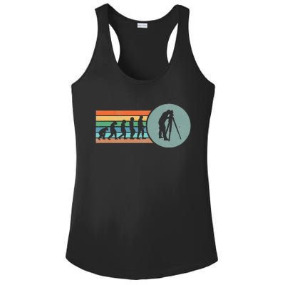 Retro Land Surveying Human Evolution Engineer Land Surveyor Ladies PosiCharge Competitor Racerback Tank