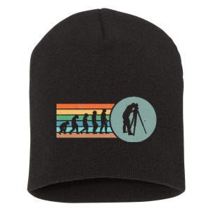 Retro Land Surveying Human Evolution Engineer Land Surveyor Short Acrylic Beanie