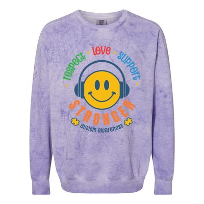 Respect Love Support Stronger Autism Dad Mom Gift Colorblast Crewneck Sweatshirt