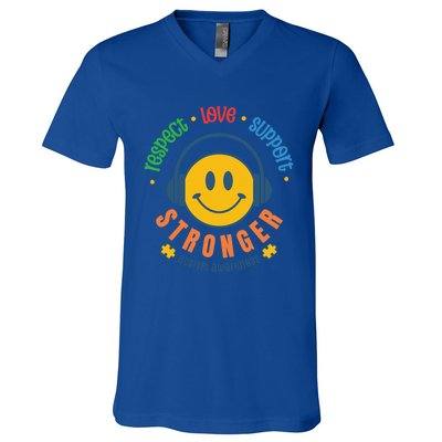 Respect Love Support Stronger Autism Dad Mom Gift V-Neck T-Shirt