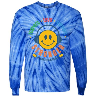 Respect Love Support Stronger Autism Dad Mom Gift Tie-Dye Long Sleeve Shirt