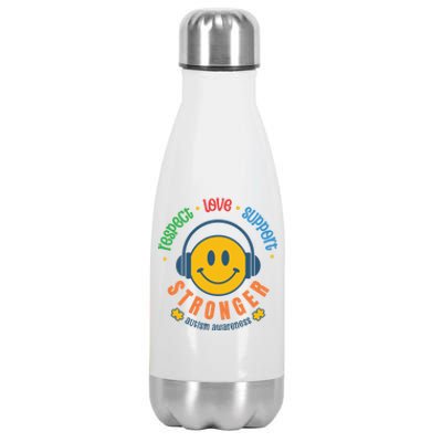 Respect Love Support Stronger Autism Dad Mom Gift Stainless Steel Insulated Water Bottle