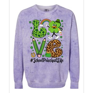 Retro Love School Principal Life St Patrick's Day Lucky Gift Colorblast Crewneck Sweatshirt