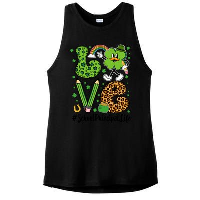 Retro Love School Principal Life St Patrick's Day Lucky Gift Ladies PosiCharge Tri-Blend Wicking Tank