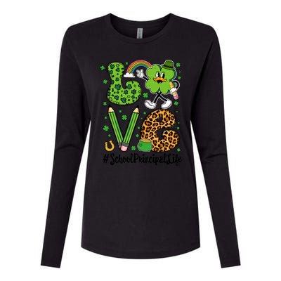 Retro Love School Principal Life St Patrick's Day Lucky Gift Womens Cotton Relaxed Long Sleeve T-Shirt