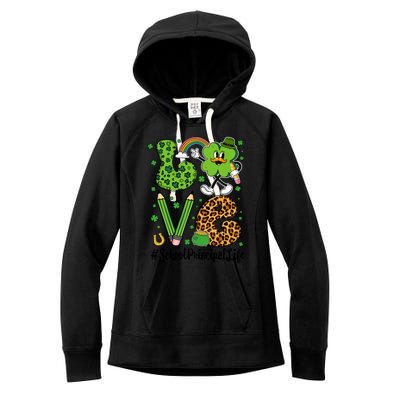 Retro Love School Principal Life St Patrick's Day Lucky Gift Women's Fleece Hoodie