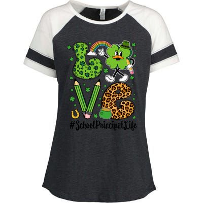 Retro Love School Principal Life St Patrick's Day Lucky Gift Enza Ladies Jersey Colorblock Tee