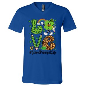 Retro Love School Principal Life St Patrick's Day Lucky Gift V-Neck T-Shirt