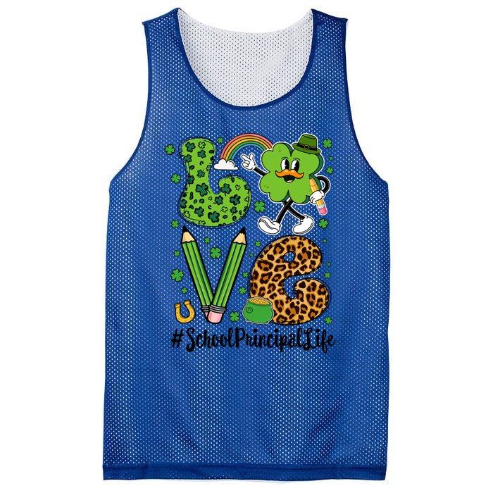 Retro Love School Principal Life St Patrick's Day Lucky Gift Mesh Reversible Basketball Jersey Tank