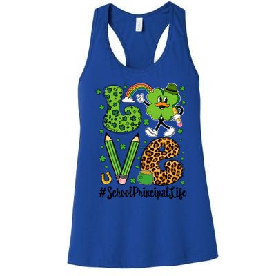 Retro Love School Principal Life St Patrick's Day Lucky Gift Women's Racerback Tank