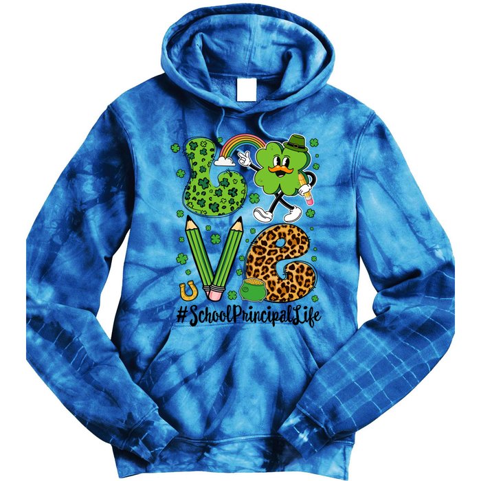 Retro Love School Principal Life St Patrick's Day Lucky Gift Tie Dye Hoodie