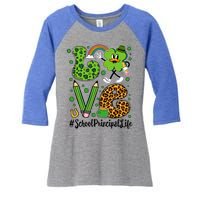 Retro Love School Principal Life St Patrick's Day Lucky Gift Women's Tri-Blend 3/4-Sleeve Raglan Shirt