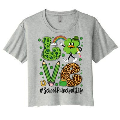 Retro Love School Principal Life St Patrick's Day Lucky Gift Women's Crop Top Tee