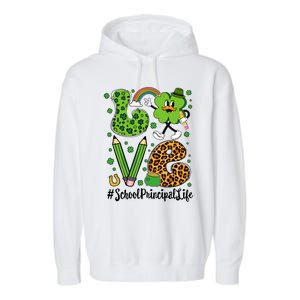 Retro Love School Principal Life St Patrick's Day Lucky Gift Garment-Dyed Fleece Hoodie