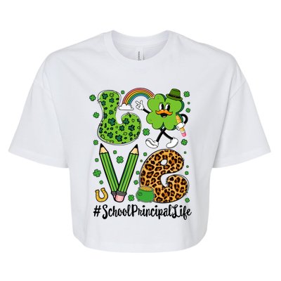 Retro Love School Principal Life St Patrick's Day Lucky Gift Bella+Canvas Jersey Crop Tee