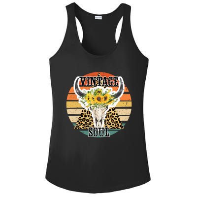 Retro Leopard Sunflower Bull Skull Vintage Soul Western Girl Gift Ladies PosiCharge Competitor Racerback Tank