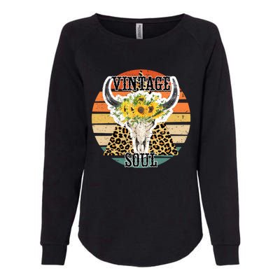 Retro Leopard Sunflower Bull Skull Vintage Soul Western Girl Gift Womens California Wash Sweatshirt