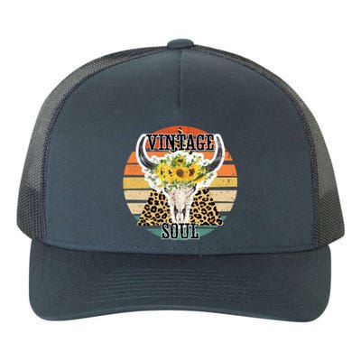 Retro Leopard Sunflower Bull Skull Vintage Soul Western Girl Gift Yupoong Adult 5-Panel Trucker Hat