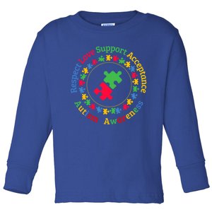 Respect Love Support Acceptance Autism Awareness Day Gift Toddler Long Sleeve Shirt