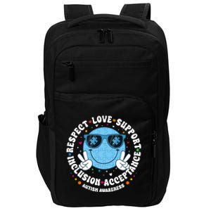 Respect Love Support Acceptance Inclusion Autism Smile Face Gift Impact Tech Backpack