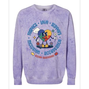 Respect Love Support Autism Awareness Month Gift Colorblast Crewneck Sweatshirt