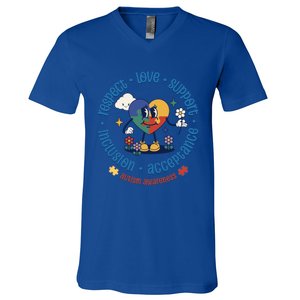 Respect Love Support Autism Awareness Month Gift V-Neck T-Shirt